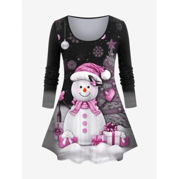 New 2X Christmas Tree Snowflake Snowman Sparkling 3D Print Top & Leggings Outfit - Picture 1 of 5